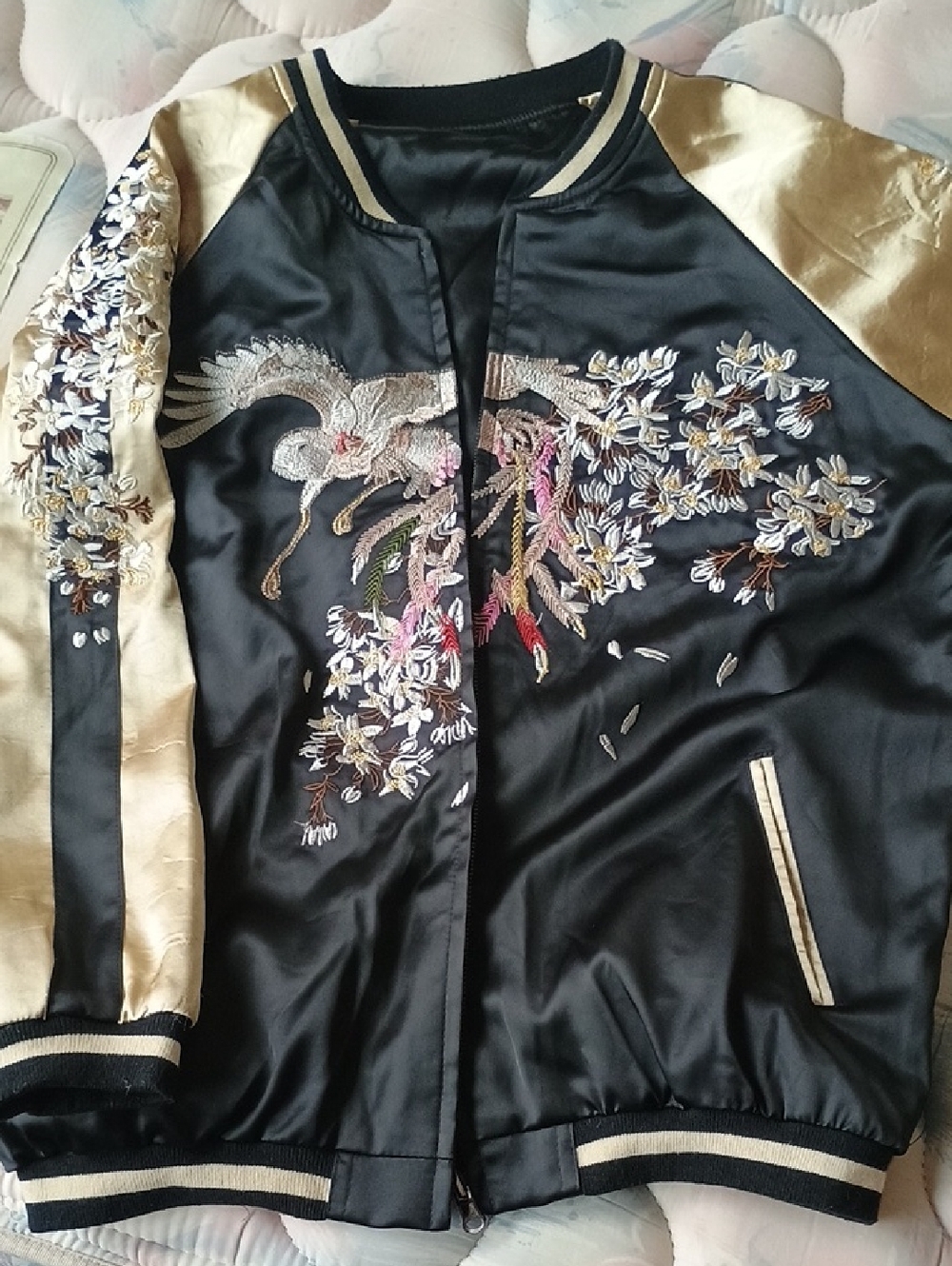 Beautiful Satin Embroidered Bomber Jacket
